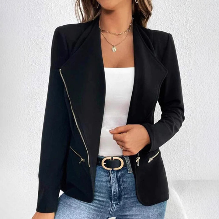 Dame mode blazerjakke med asymmetrisk lynlås og elegante lommer Stilla