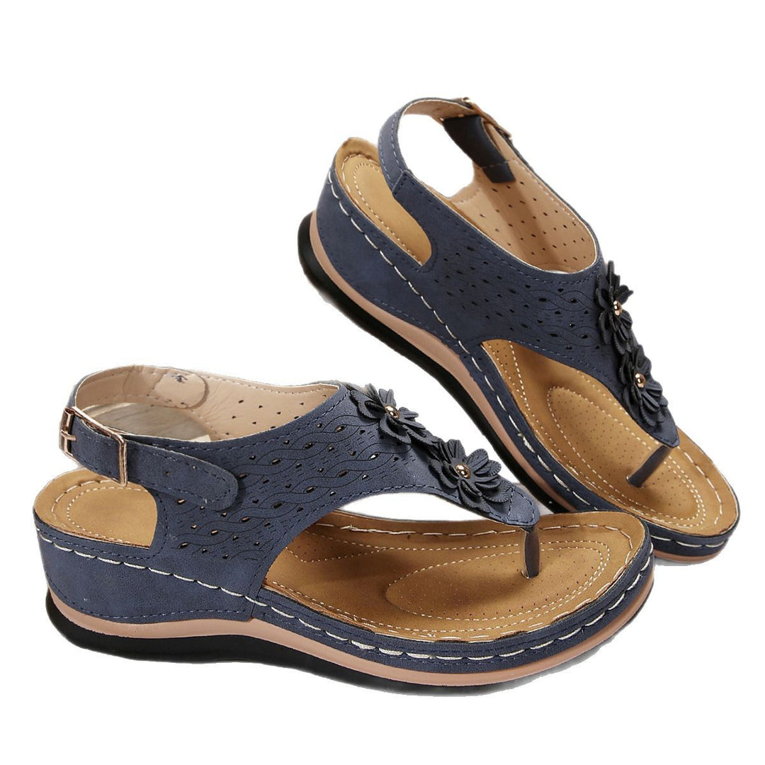 Dame Tåsplit-sandaler med blomsterdesign og anatomisk fodsenge Stilla
