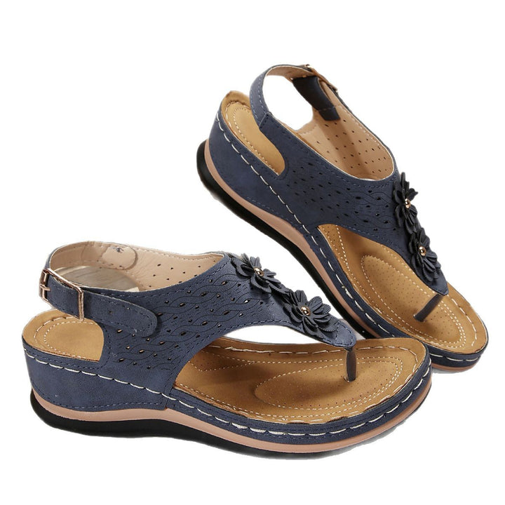 Dame Tåsplit-sandaler med blomsterdesign og anatomisk fodsenge Stilla