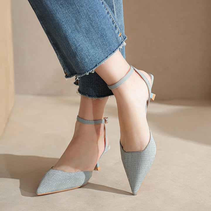 Dame Spids-Tå Hæl Slingbacks med justerbar Ankelsnor Stilla