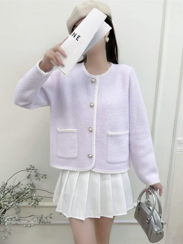 Kvinders elegante cardigan med dekorativ knapstolpe og lommer