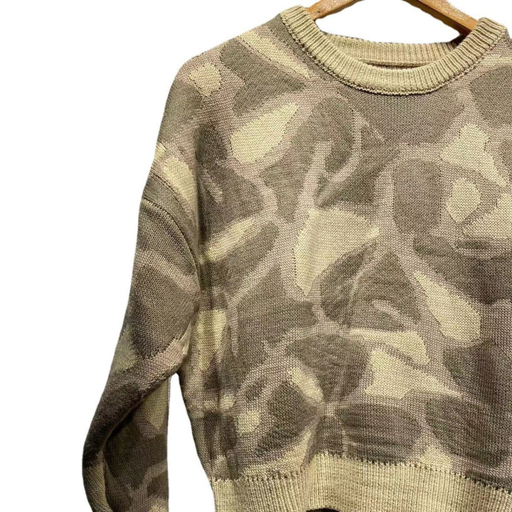 Dame Oversized Strikpullover med asymmetrisk mønster og behagelig kant Stilla