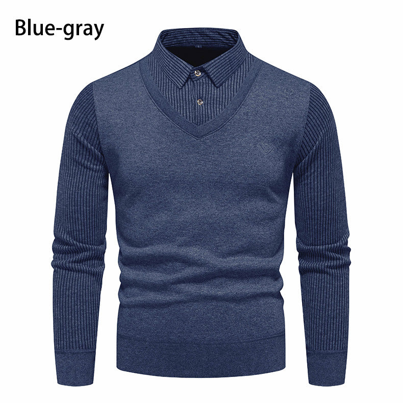 Herrer Smart Casual V-hals pullover med kontrasterende stripeærmer Stilla