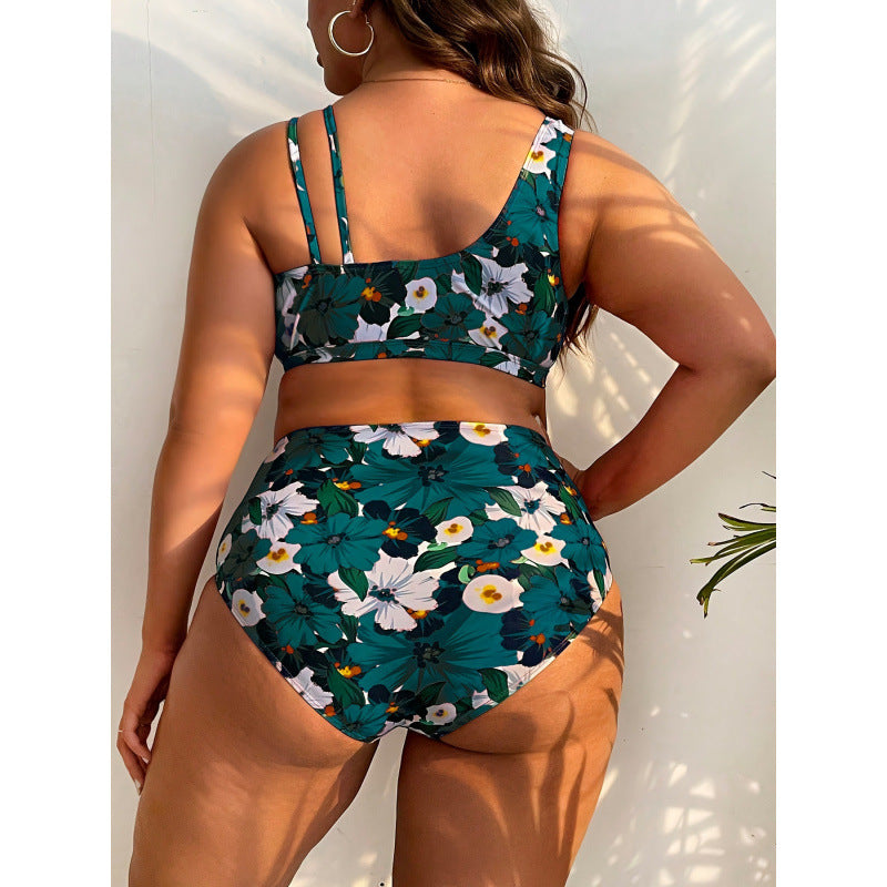 Dame Højskåret Bikini med blomsterwrapdesign Skovae
