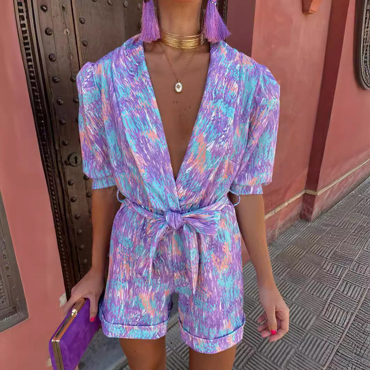 Damer Livlig Print Casual Jumpsuit Stilla