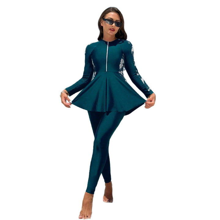 Dame Mode UV-beskyttende Surfdragt med Peplum-design Skovae