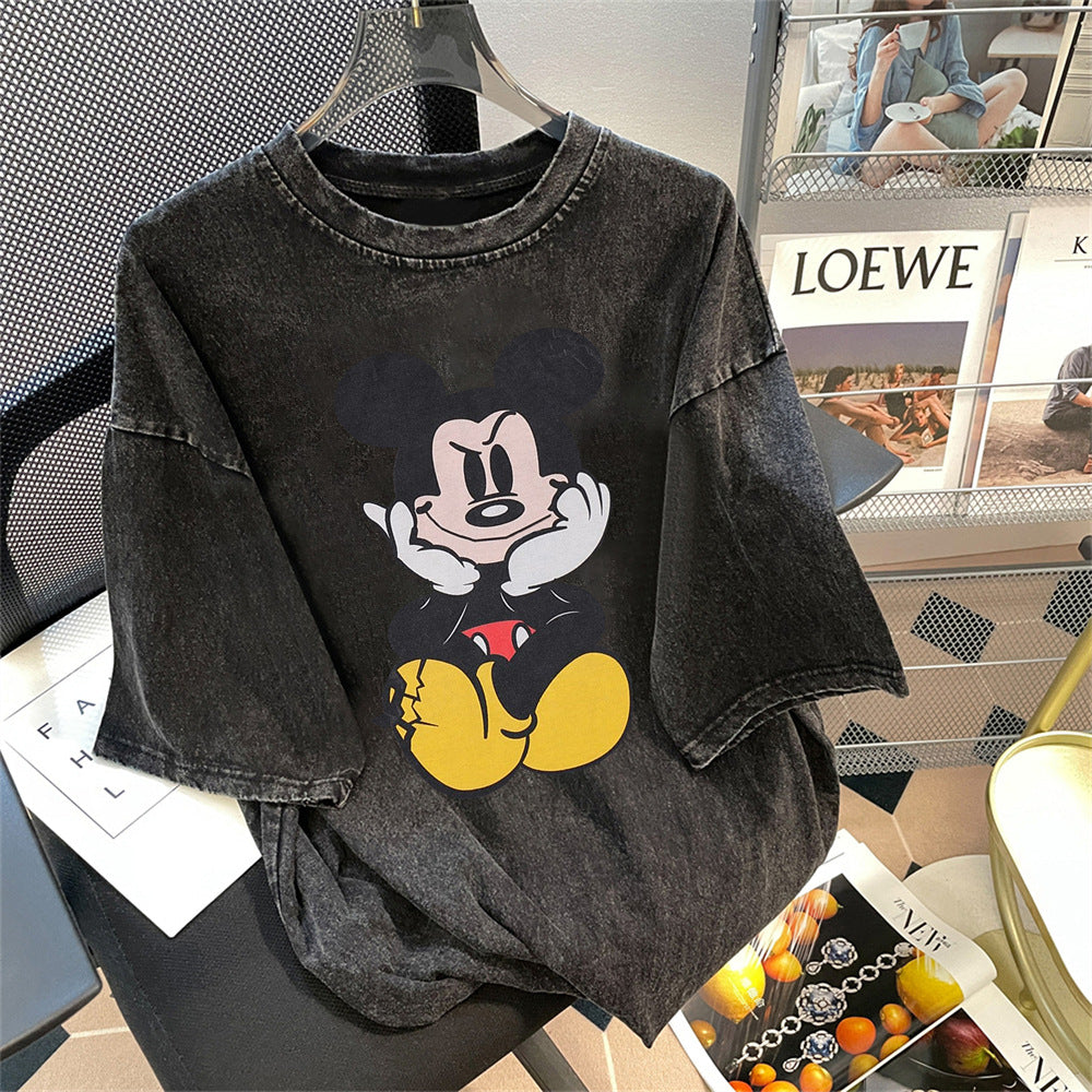 Dame T-shirt med unikt Mickey Mouse motiv Stilla