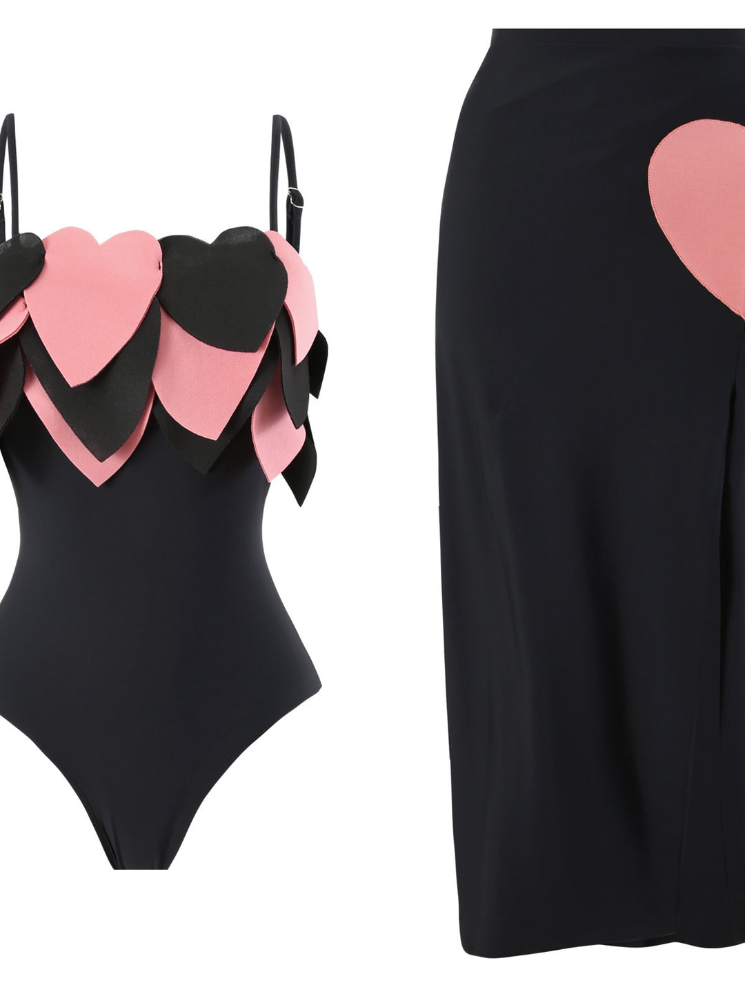 Dame bikini sæt med hjerteformede detaljer og højt skåret nederdel Stilla