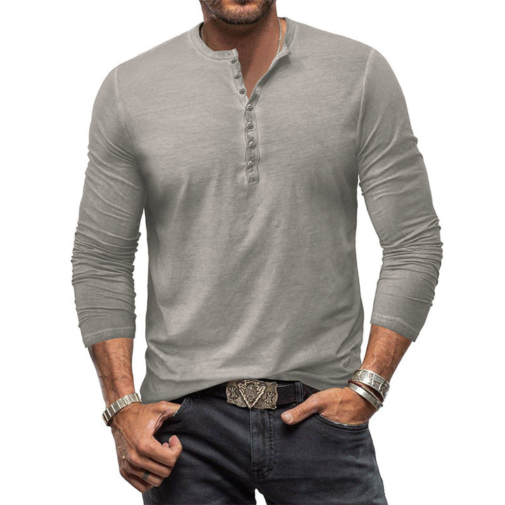 Herrer Langærmet Henley T-shirt med stilfulde knapper Stilla