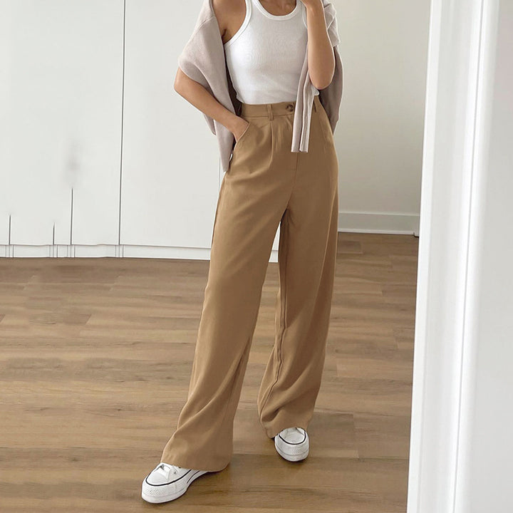 Dame bred chinos med høj talje og elegant plissering Stilla