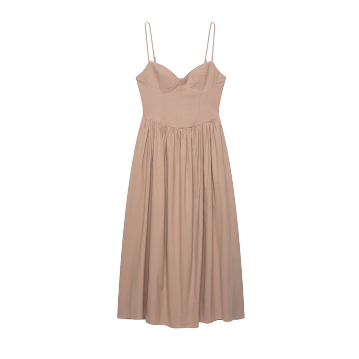 Dame Strapless A-linje Maxikjole med Struktureret Overdel Stilla