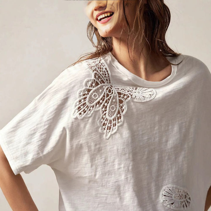 Dame Lace-Detail T-Shirt Stilla