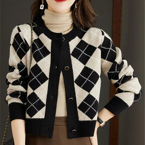 Femme Argyle Strikjakke Stilla