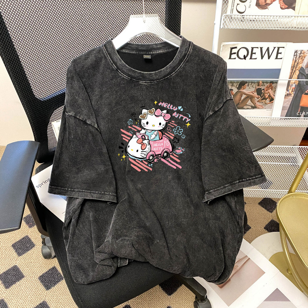 Dame Oversized T-shirt med Hello Kitty motiv Stilla