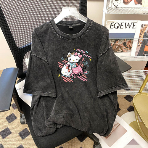 Dame Oversized T-shirt med Hello Kitty motiv Stilla