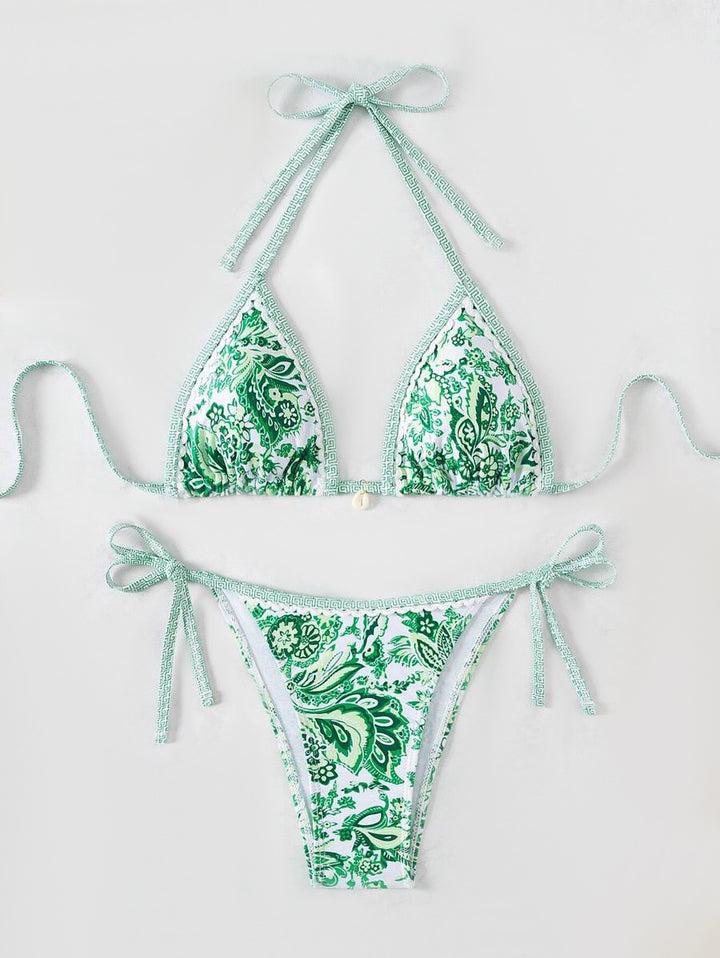 Dame trekantstring-bikini-sæt med justerbare bindinger Stilla