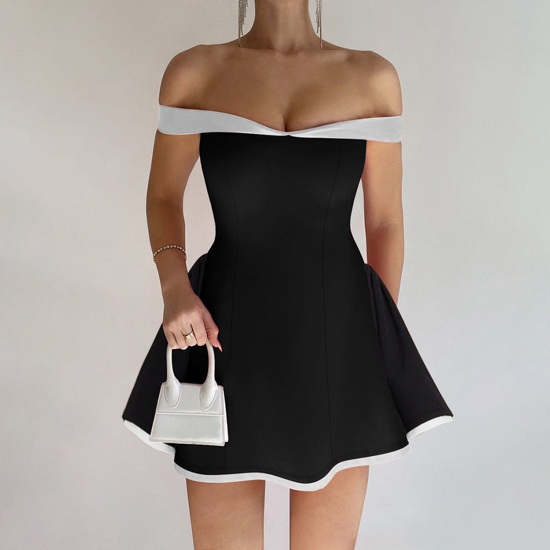 Dame Voluminøst Aftenkjole med Off-Shoulder Design og kontrasterende detaljer Stilla