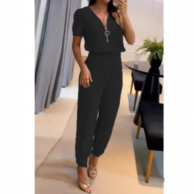 Dame Lækkert Jumpsuit med elegant V-udskæring og perfekt pasform Skovae