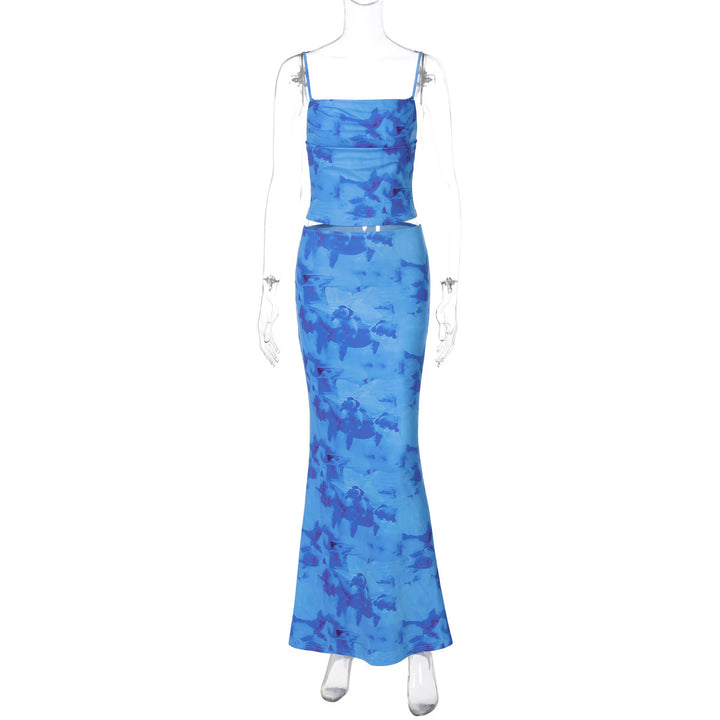 Dame Elegant To-Delt Sæt med Crop-Top og Maxi-Nederdel Stilla