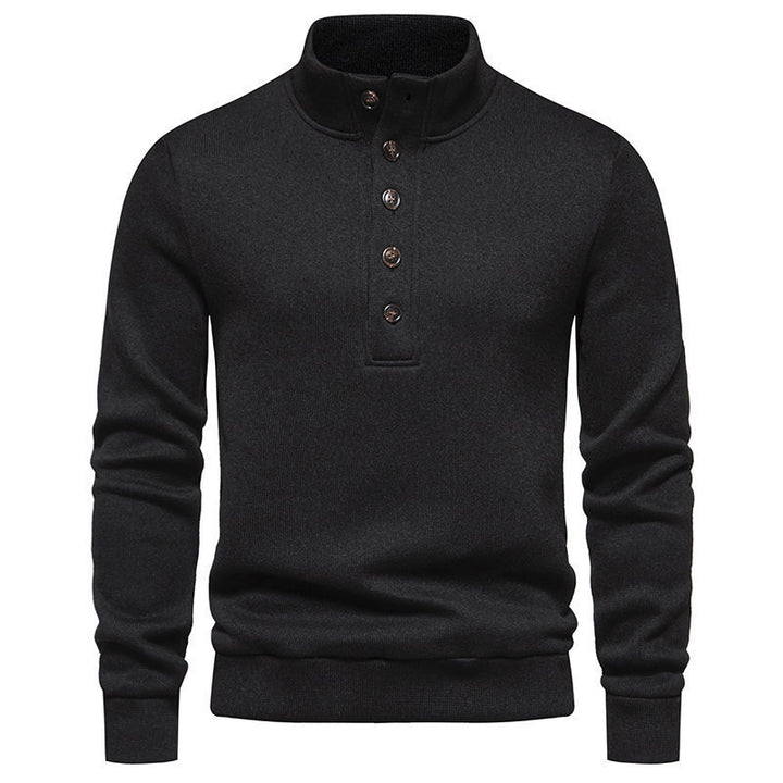 Herrer fleece-pullover med knappelig ståkrave og praktiske lommer Stilla