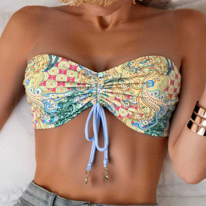 Dame Bandeau-bikini-top med legende mønster Skovae