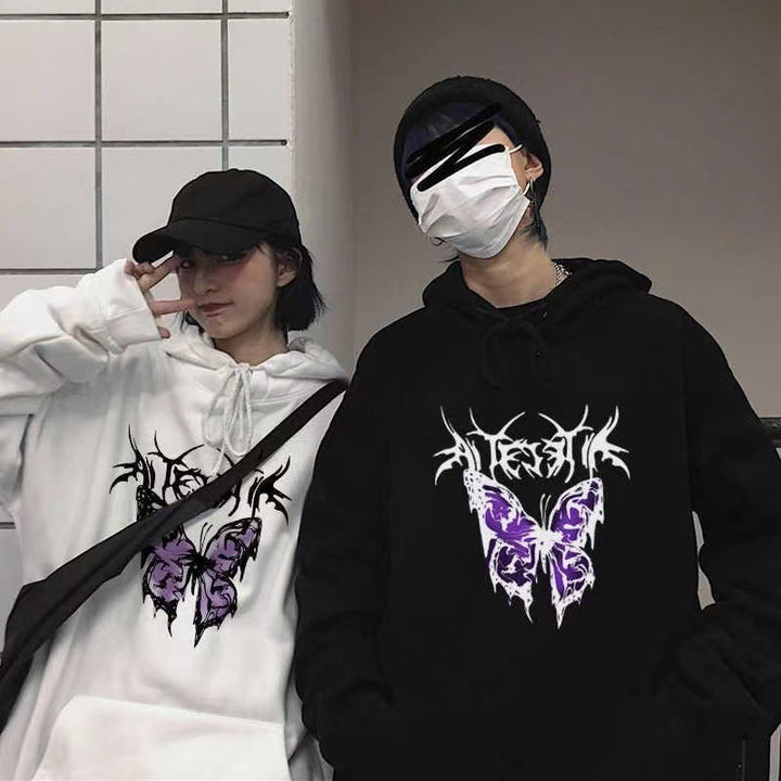 Kvinder's Hoodie med Kunstnerisk Sommerfugl Design Skovae