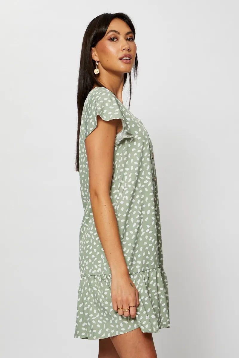 Femme Flouncy Button-Up Sommerkjole med Ruffle Bund Stilla
