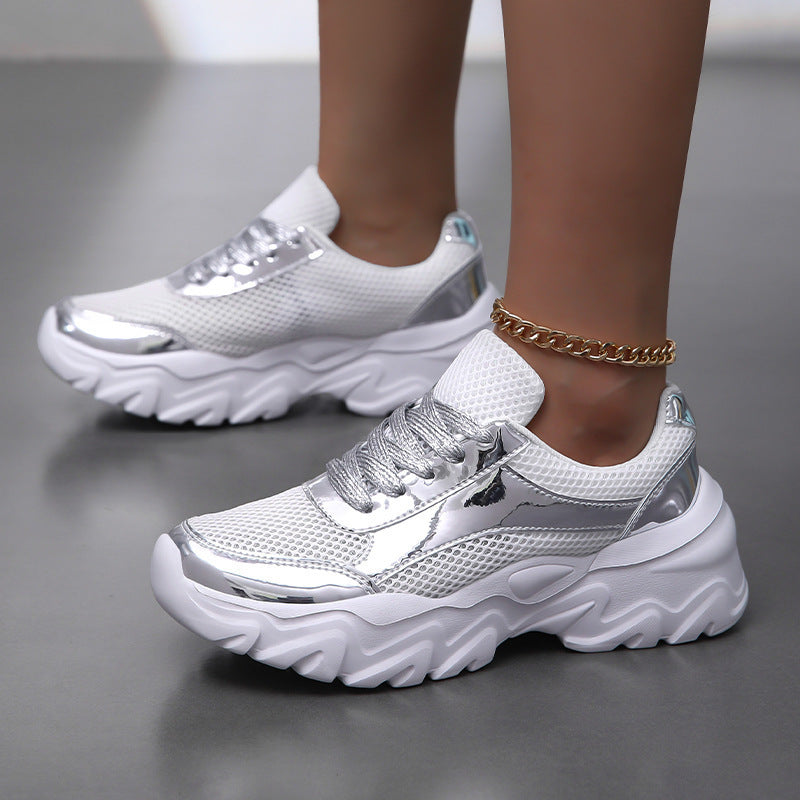 Dame Trendy Metalliske Mode Sneakers Stilla