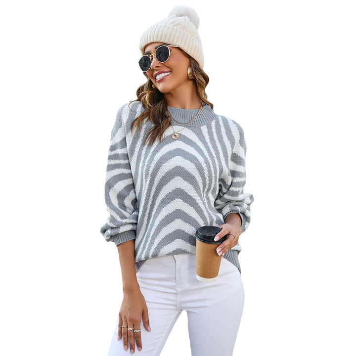 Dame elegant sweater med unikt bølgemønster Stilla