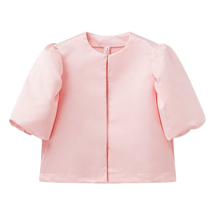 Dame Oversize Bluse med Puffærmer og elegant Krave Stilla