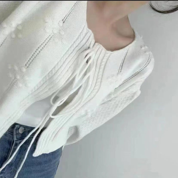 Femme Strukturstrik Pullover med bindedetalje Stilla
