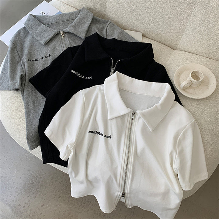 Femme Kortærmet Lynlås Polo Shirt Stilla