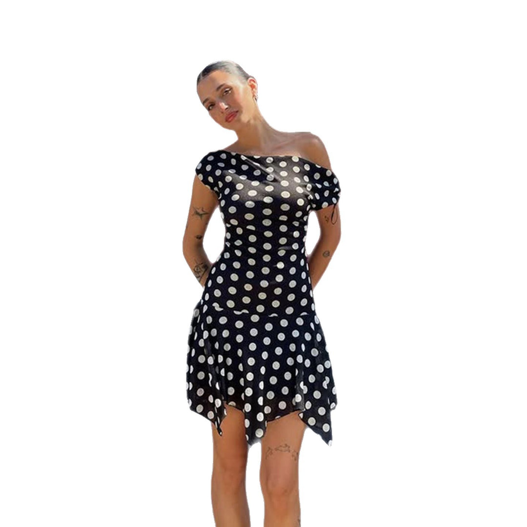 Damer legende Polka Dot Kjole med let stof og dyb V-udskæring Skovae