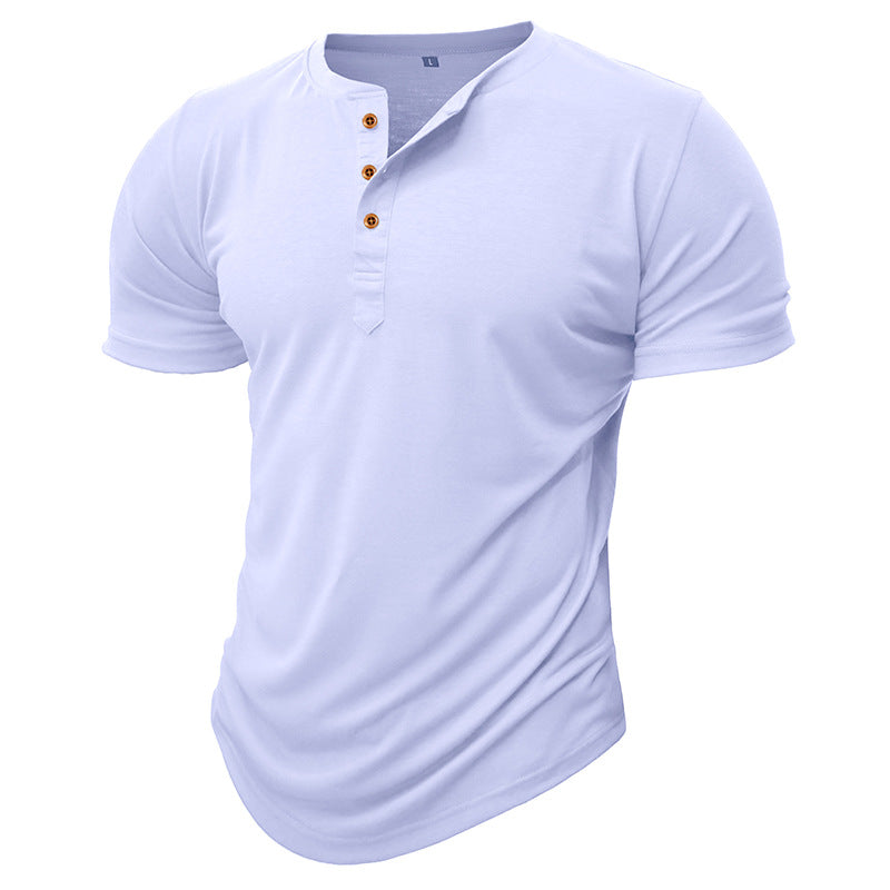Herrer Henley T-shirt med knapper og afslappet snit Stilla
