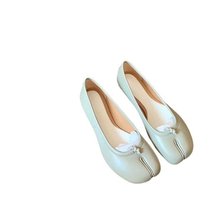 Dame Klassiske Læder Ballerina Flade Sko med unikt Dråbe Design Stilla