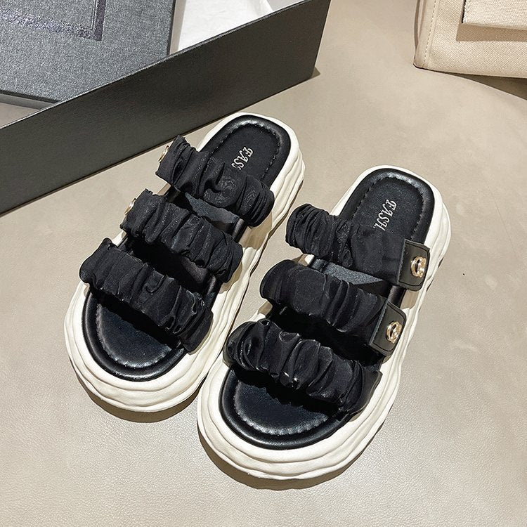 Damer Komfortable Chunky Slide-Sandaler med dekorative stropper og behagelig sål Stilla