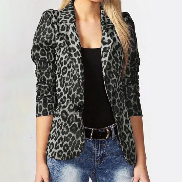 Dame Mode Blazer med Animal-Print Stilla