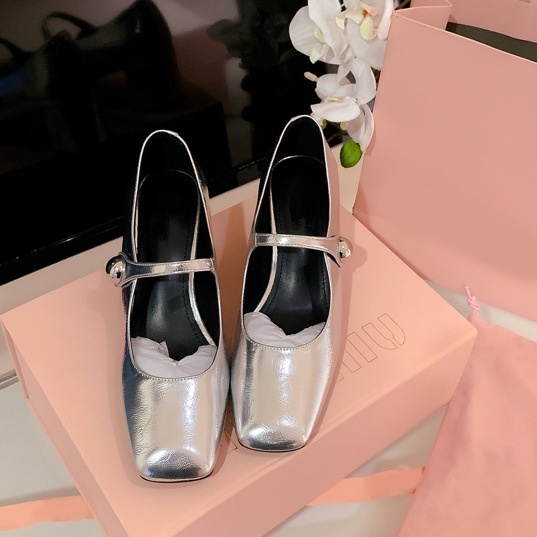 Kvinder Quadro-Toe Mary Jane Ballerinas med elegant metallic finish Stilla
