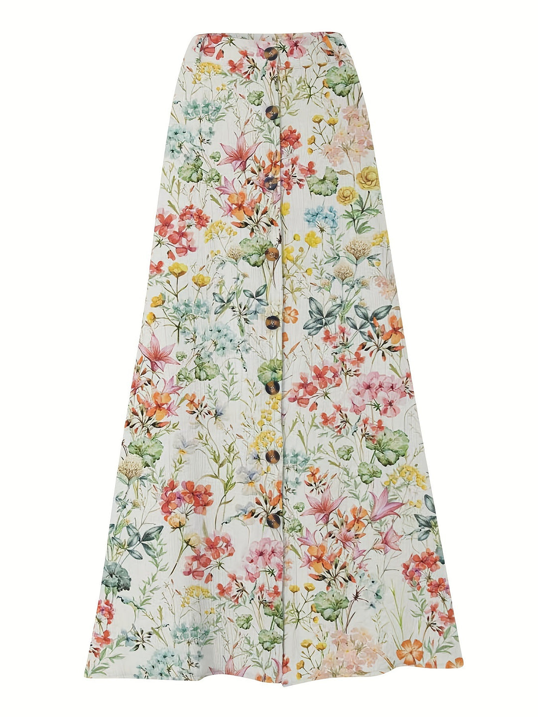 Damer lang nederdel med floral design og knapdetaljer Stilla