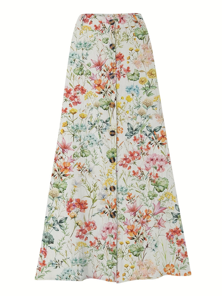 Damer lang nederdel med floral design og knapdetaljer Stilla