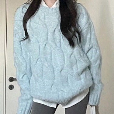 Femme Struktureret Kabelstrik Pullover Sweater Stilla
