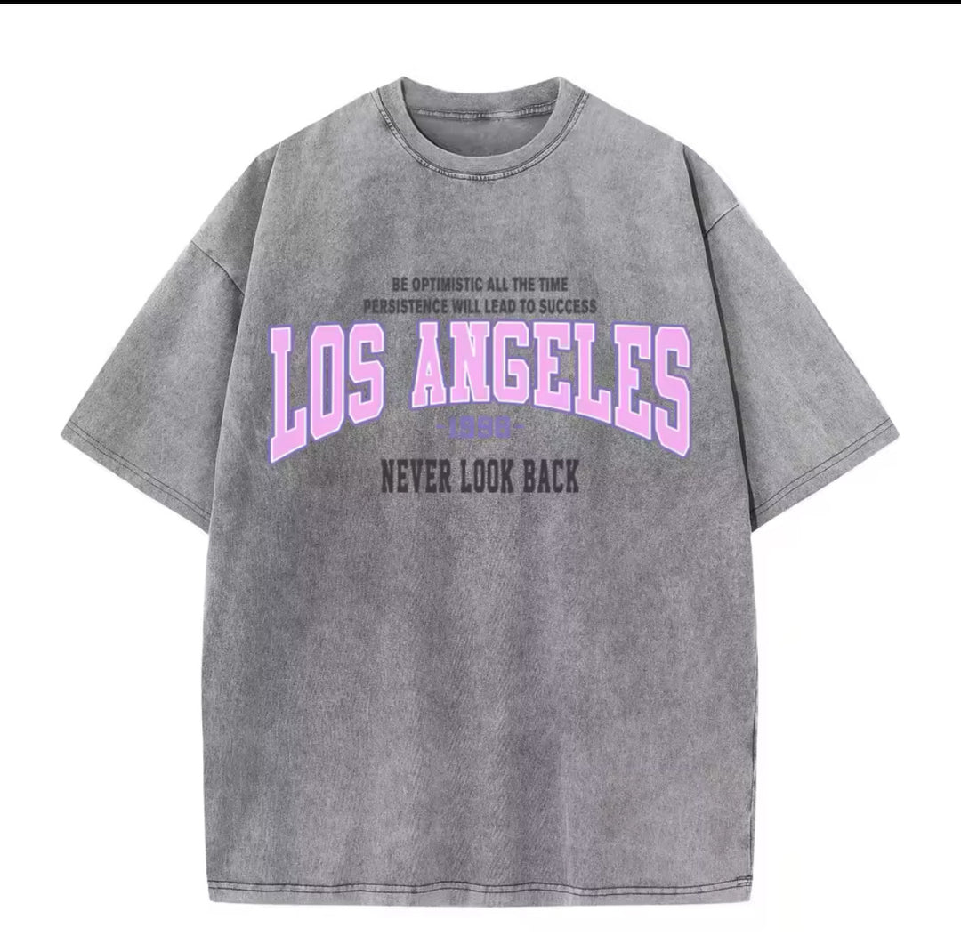 Dame komfortabelt statement T-shirt med retro Los Angeles print Stilla
