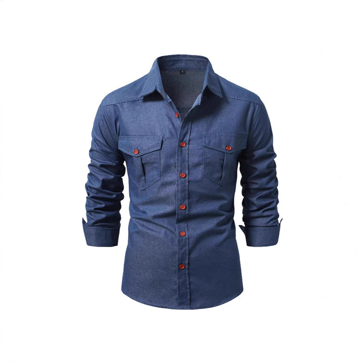 Herrer Denim-skjorte med dobbelte brystlommer Stilla