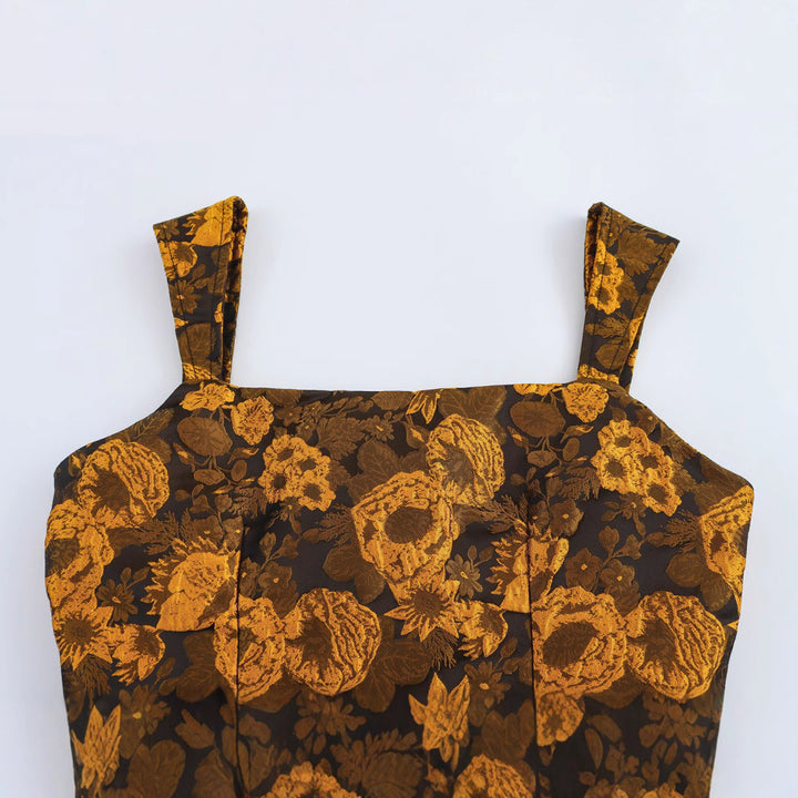 Dame Floral-Print Crop Top med justerbart bindedetalje Stilla