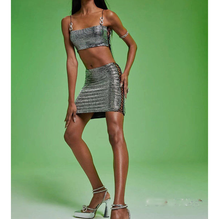 Femme Strappy High-Platform Hæl Sandaler med Strassdetaljer Stilla