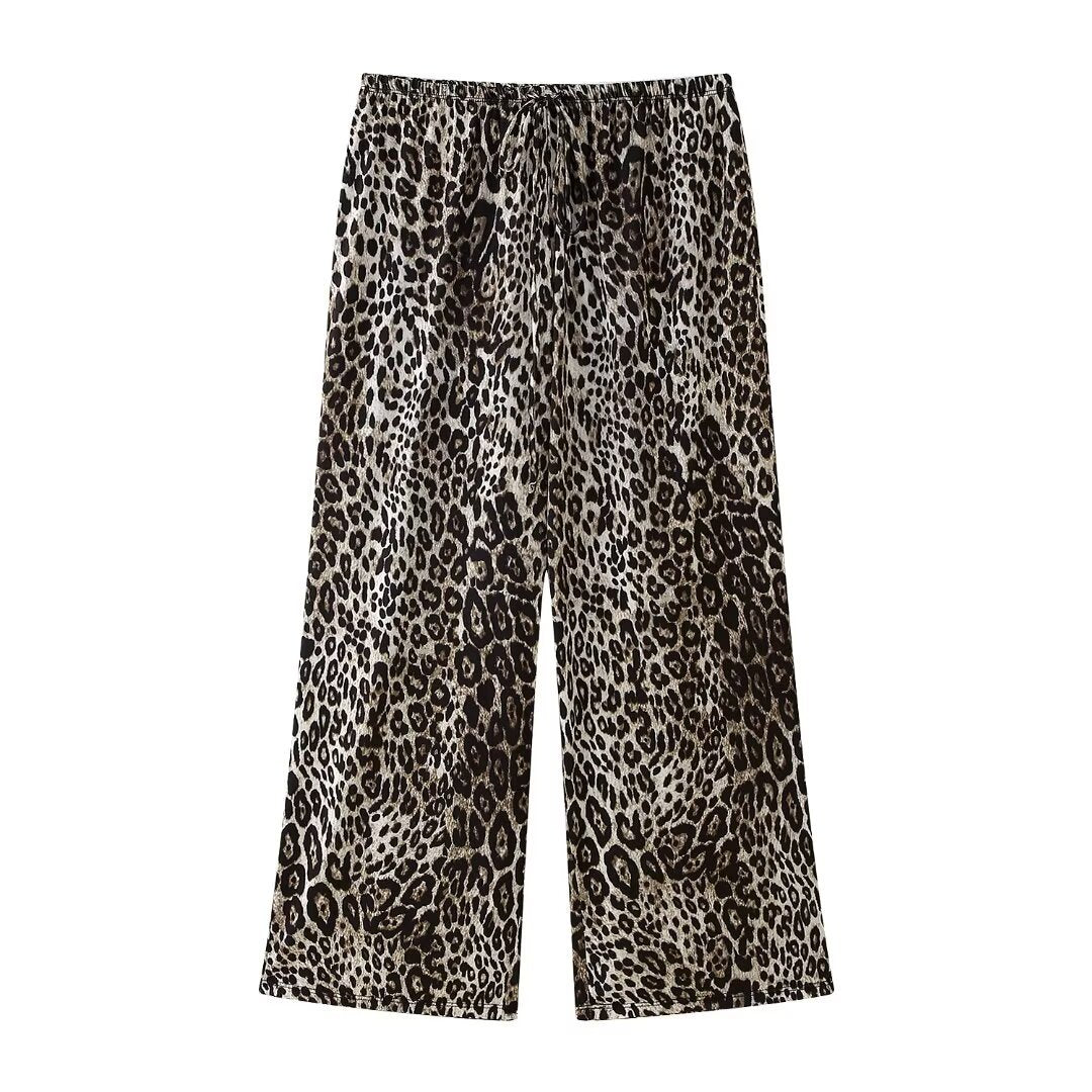 Femme Høj talje Løs Leopardmønster Bukser Stilla