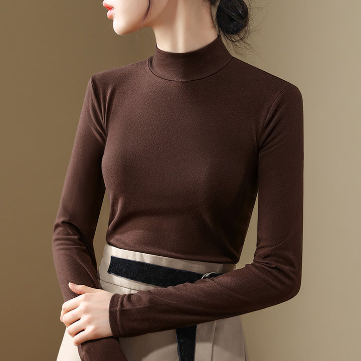 Dame Langærmet Turtleneck Top i blødt materiale med figursyet pasform Stilla