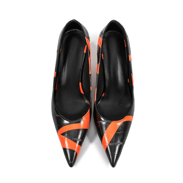 Dame Spids Tå Wedge-Pumps med moderne geometrisk design Stilla