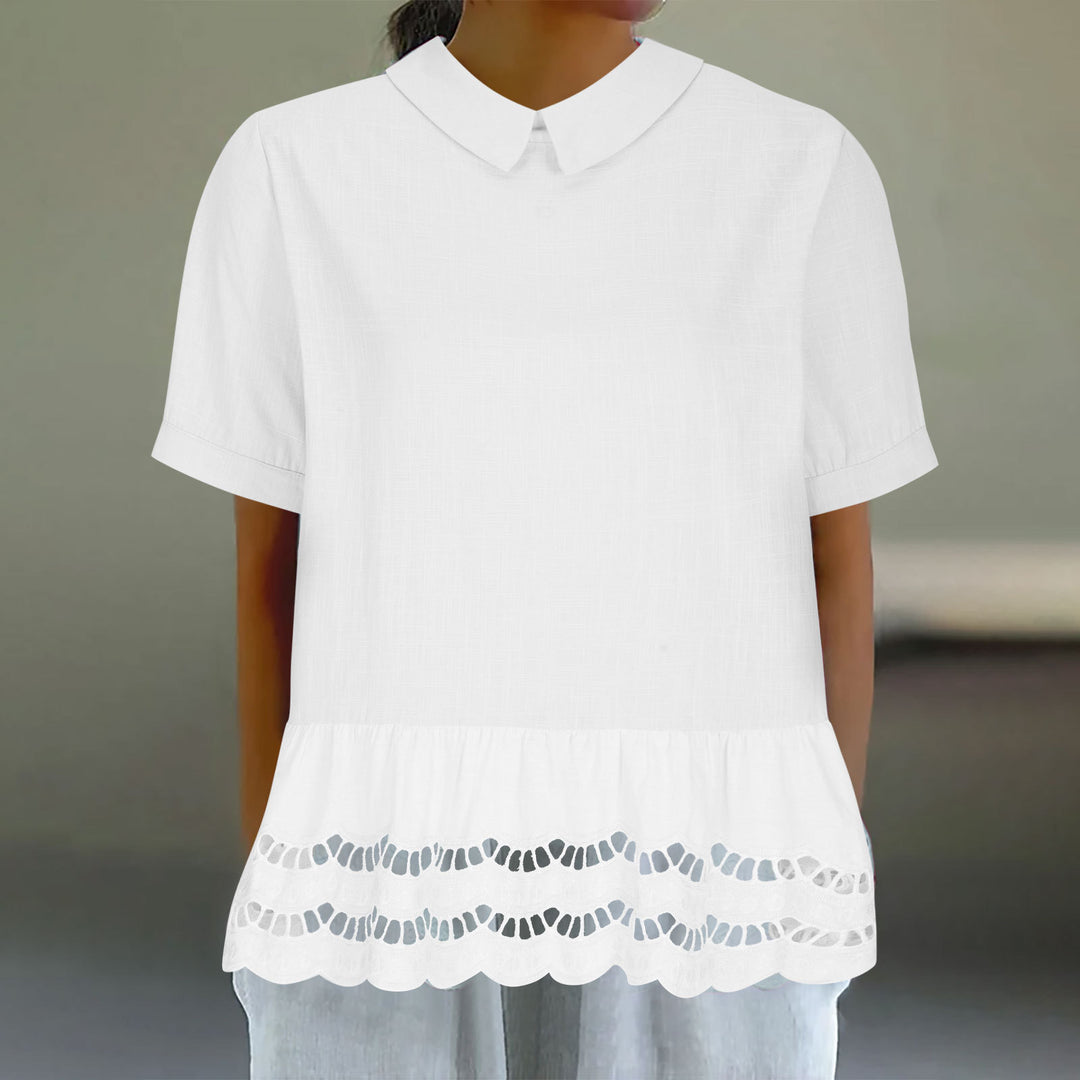 Dame elegant bluse med bølget kant Stilla