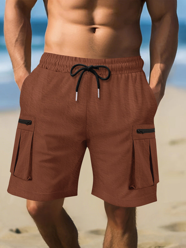 Herre Cargo-shorts med praktiske lynlåslommer og elastisk linning Stilla